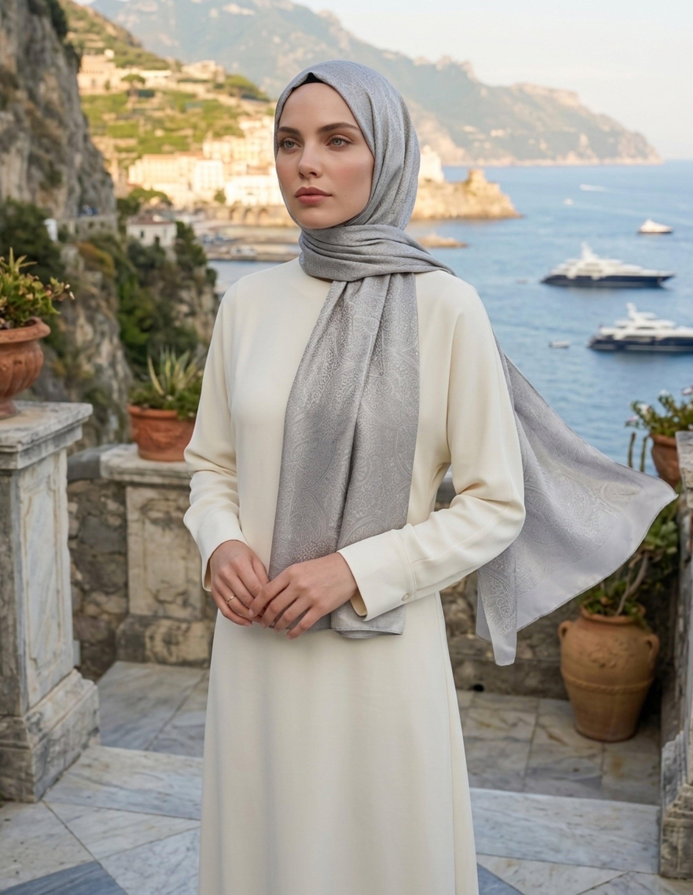 Vera Desen Shine Line Şal Vizon Taş Rengi | Sofistike Seçim