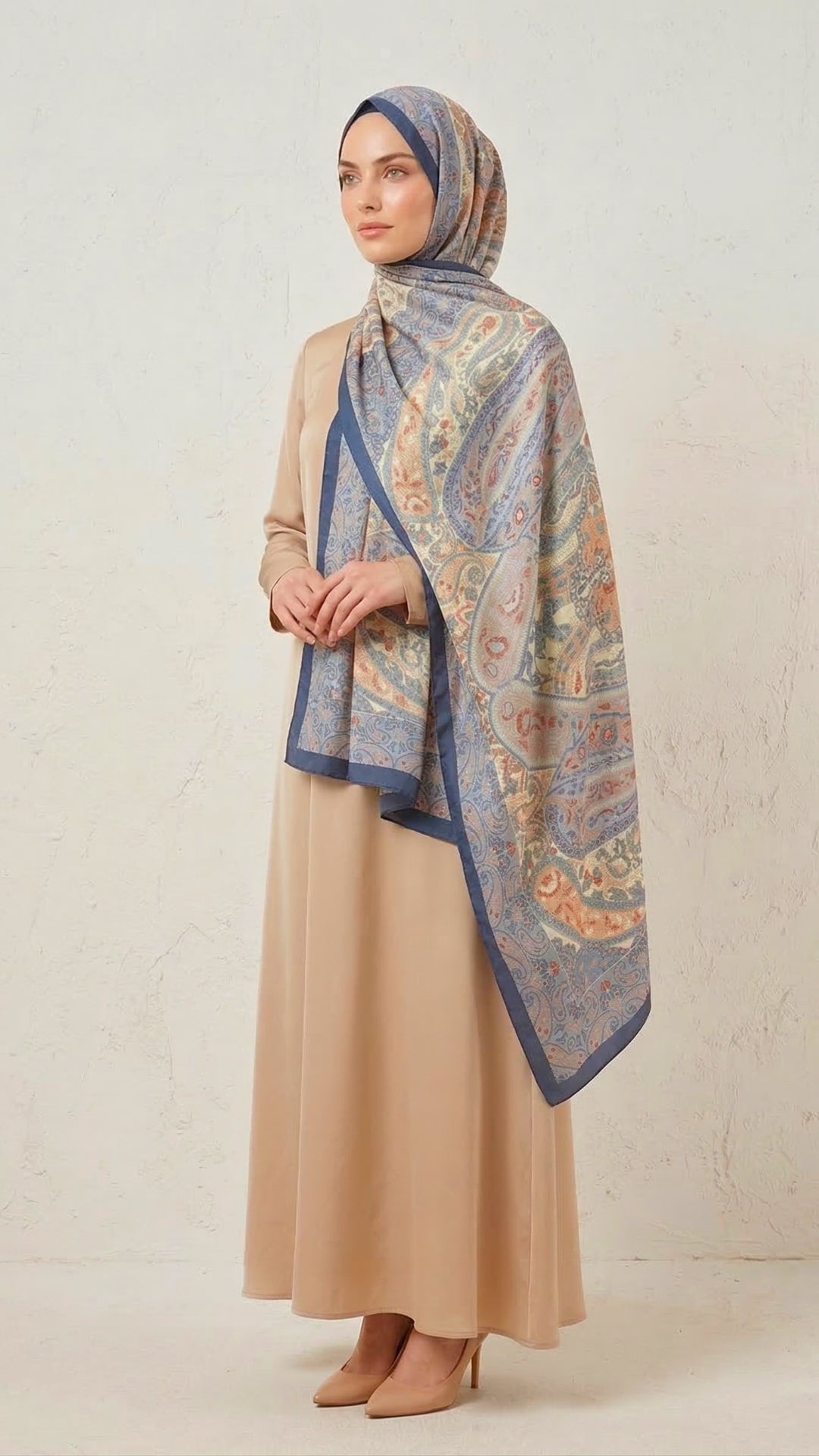 Vela Desen Soft Şal İndigo önden görünüm