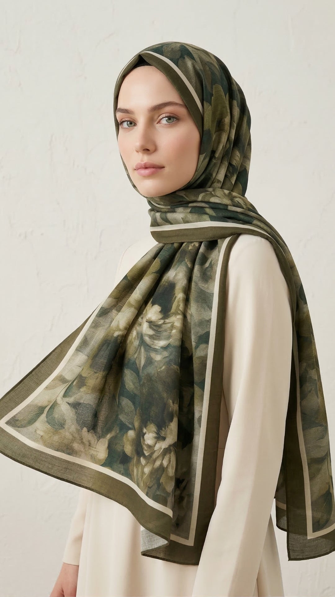 Frosted Bloom Müslin Şal Çağla önden görünüm