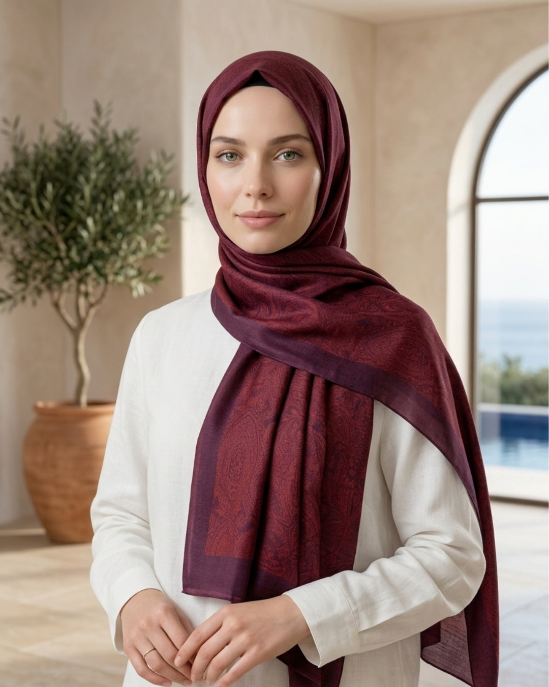 Heritage Saye Şal - Bordo