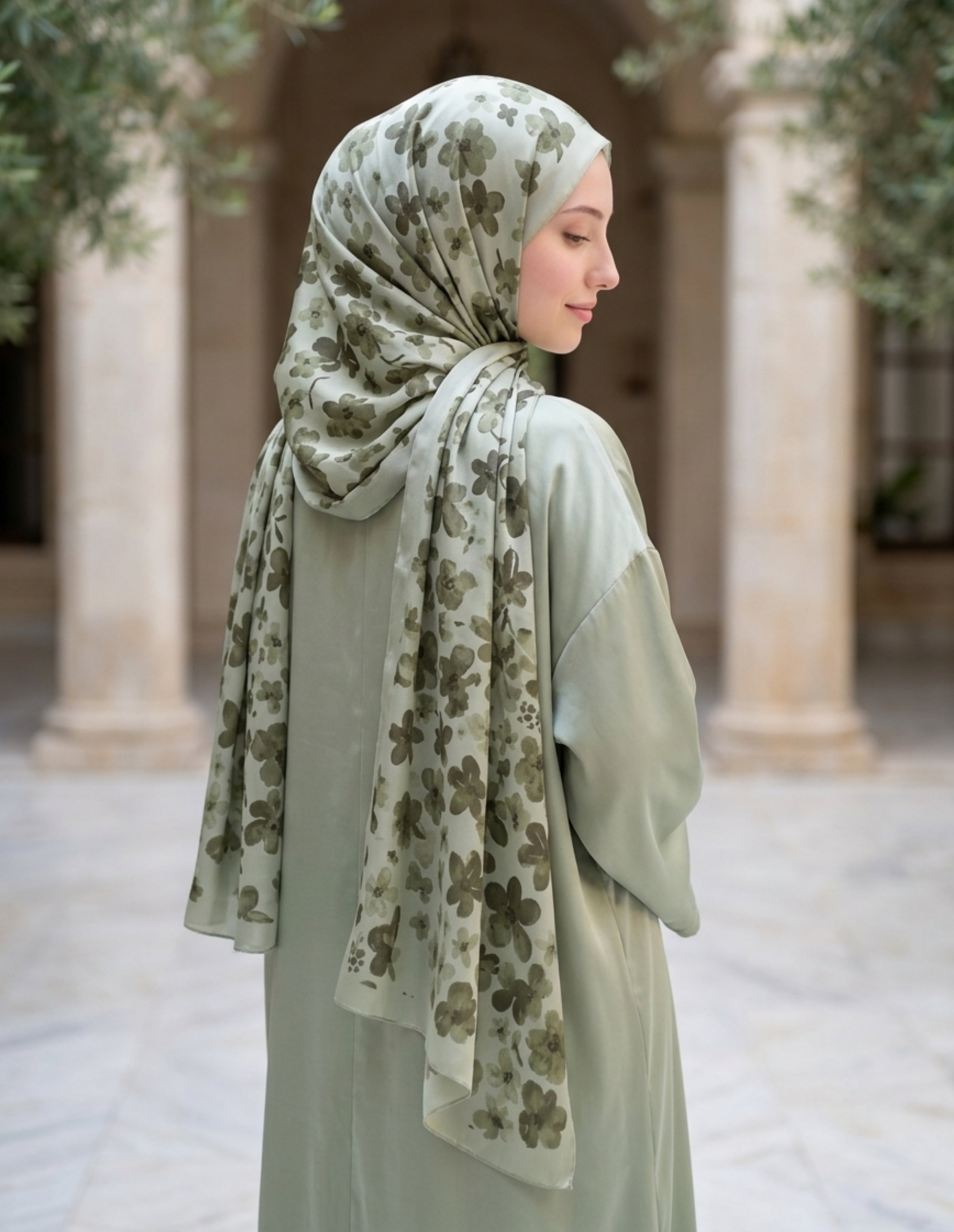 Blom Desen Soft Şal Mint | Taze ve Modern Şıklık
