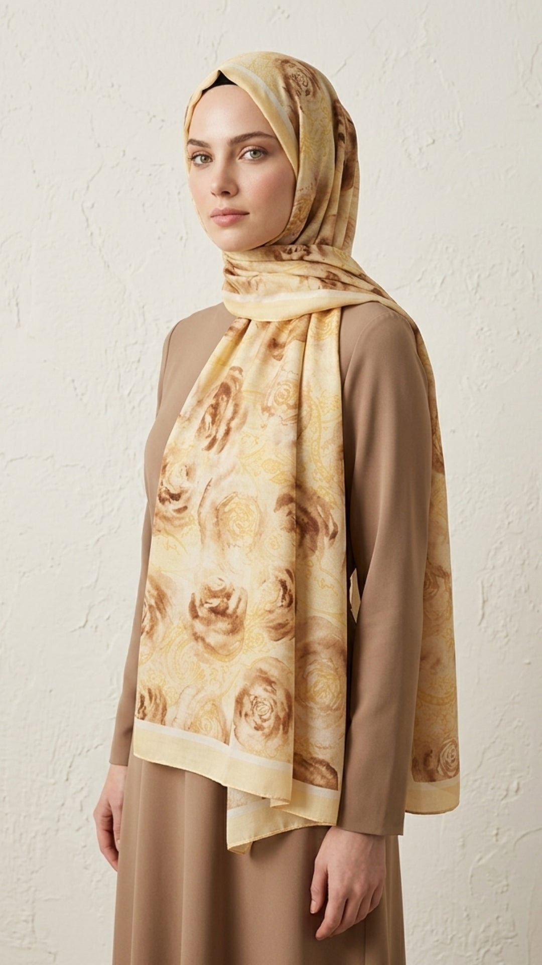 Rossa Desen Soft Şal Tereyağ Sarısı Şal