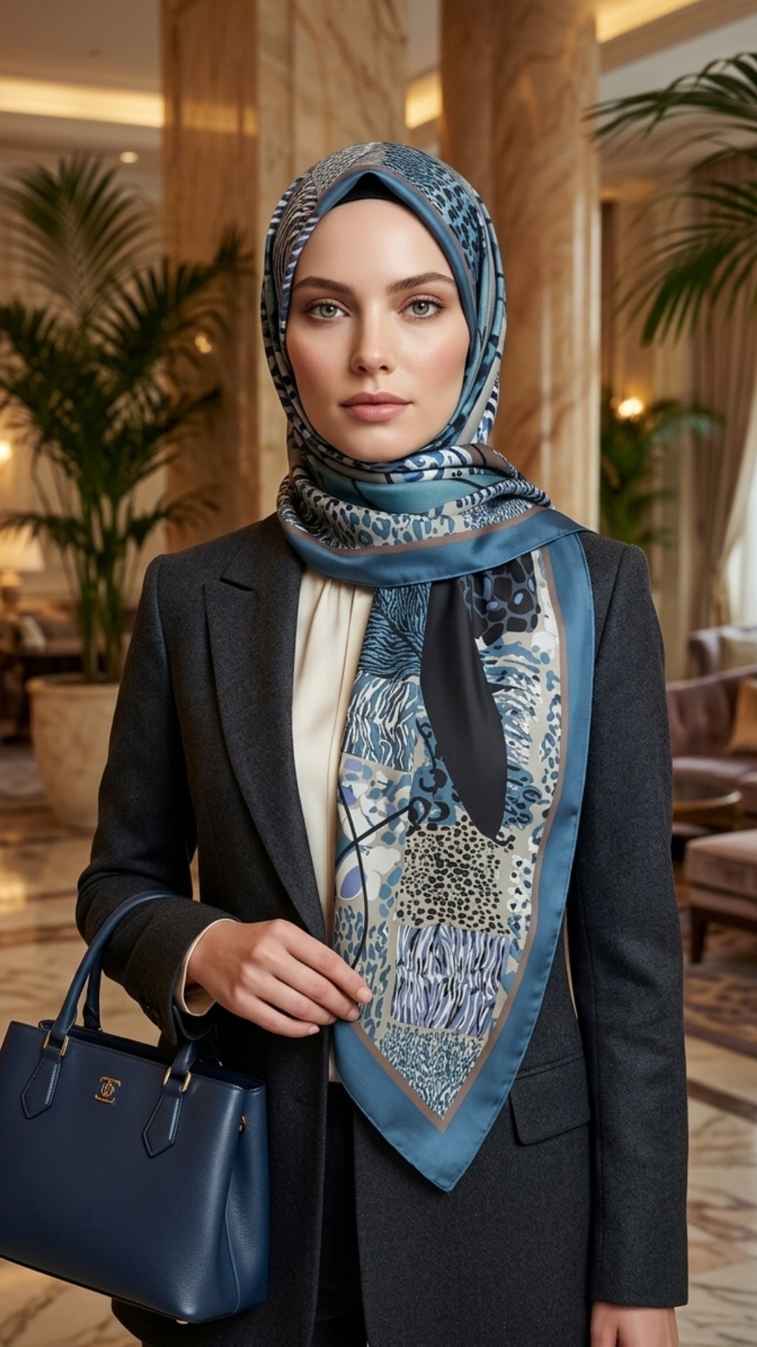Celebrity Sable Mavi Şal - Mavi şal tasarımı ile modern ve şık bir görünüm sunuyor.