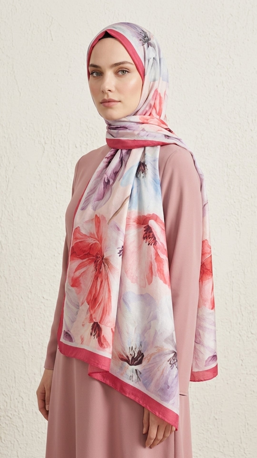 Desenli Bambu Kraş Şal Fuşya | Canlı ve Zarif
