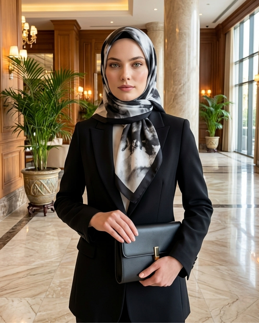 Batik Desenli Pamuk Soft Şal Siyah Batik Mira İpek yakından doku detayı