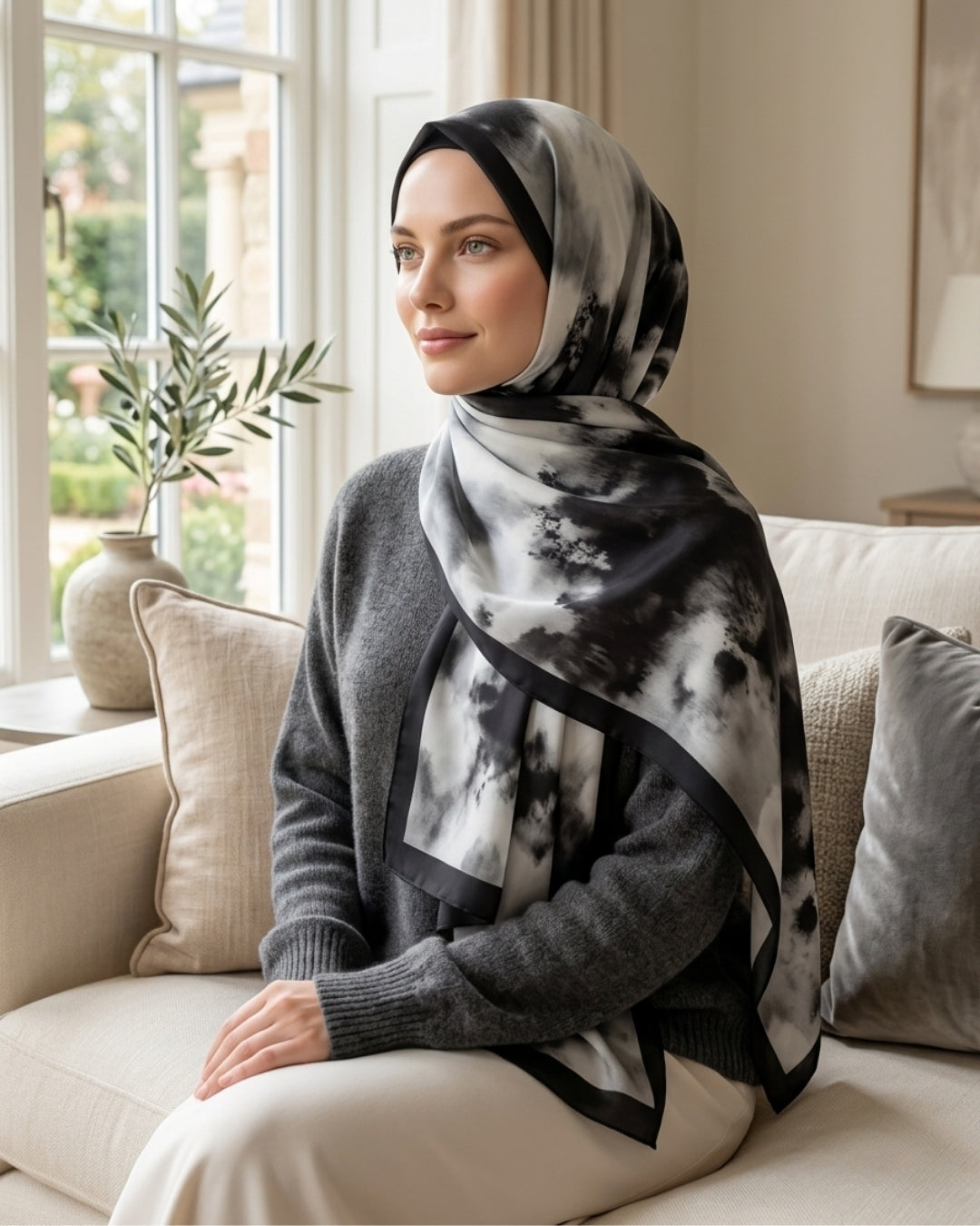 Batik Desenli Pamuk Soft Şal Siyah Batik kadın şal modeli