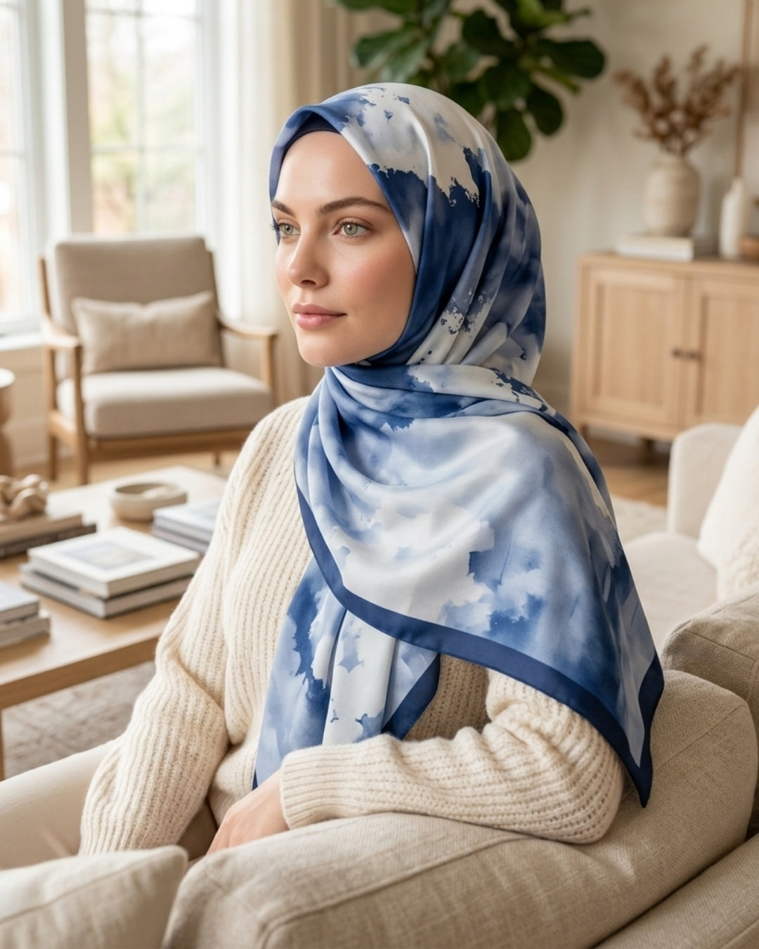 Batik Desenli Pamuk Soft Şal Lacivert Batik kadın şal modeli