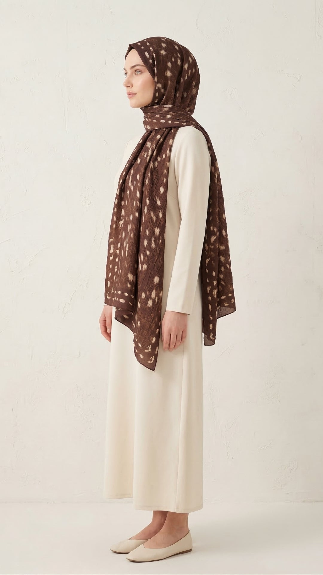 Bambi Kraş Şal Kahve günlük rahat kombin