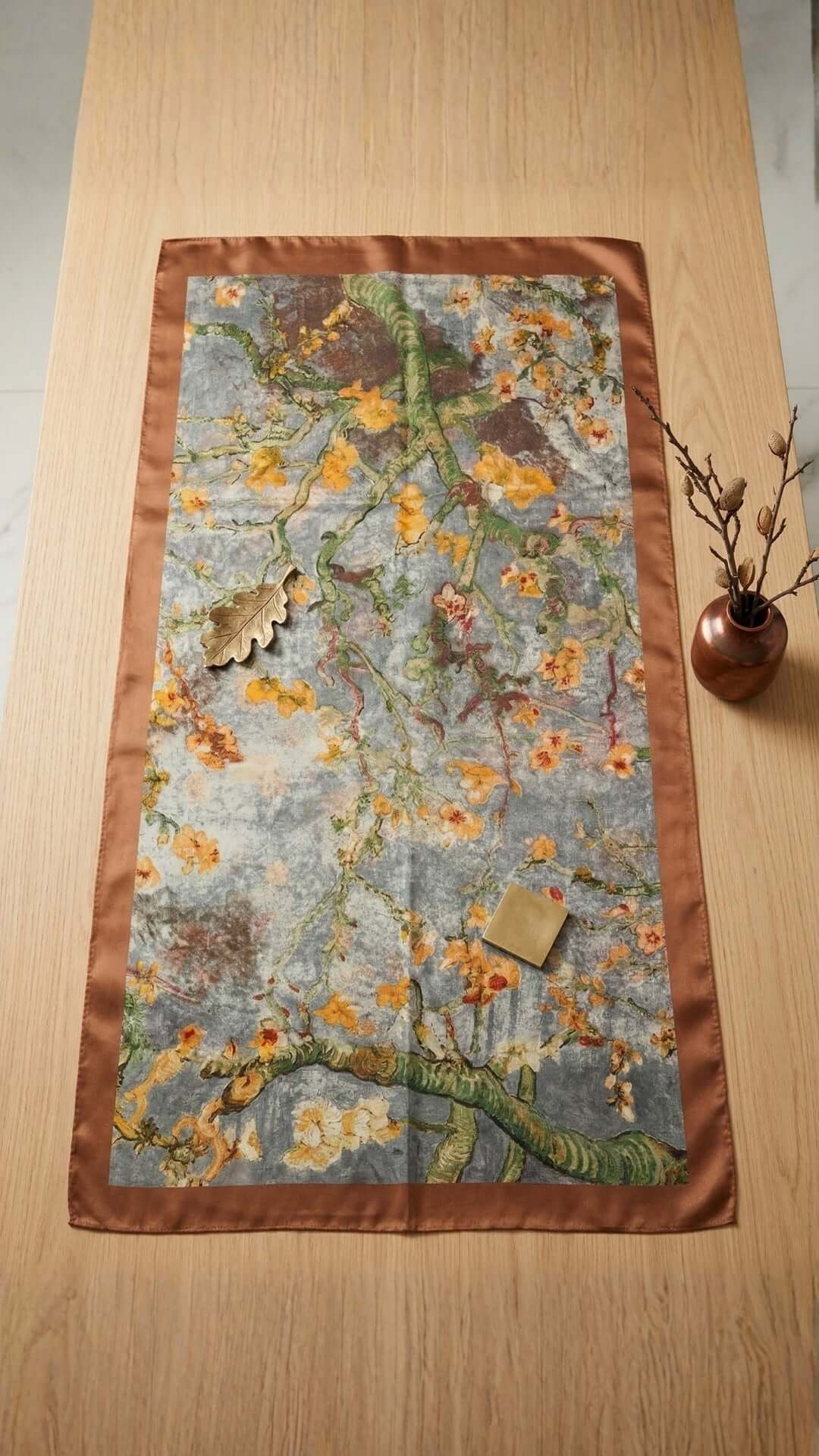 Van Gogh Badem Ağacı Bursa İpeği Fular Sütlü Kahve