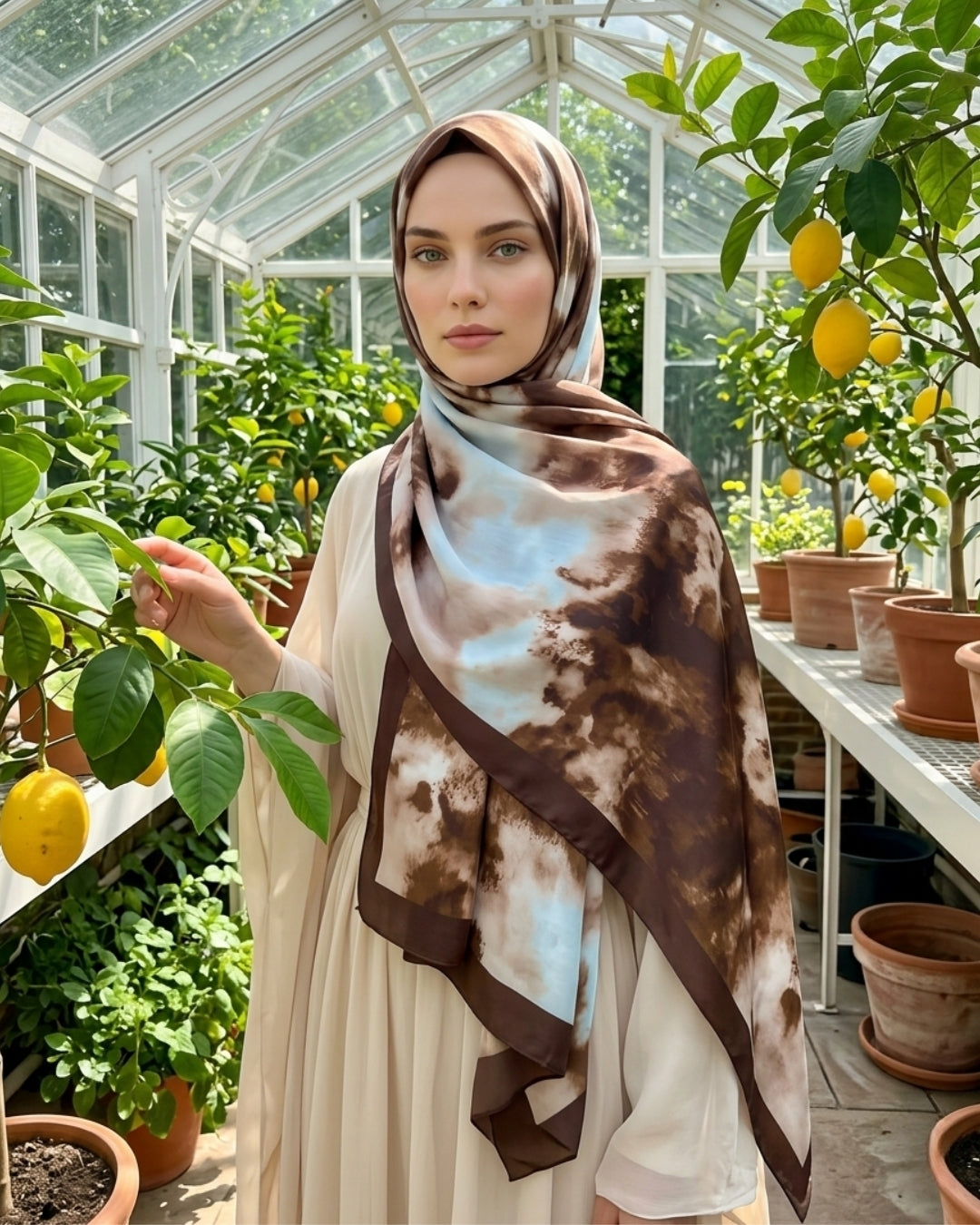Batik Desenli Pamuk Soft Şal Kahve Batik | Zarif ve Şık Seçim