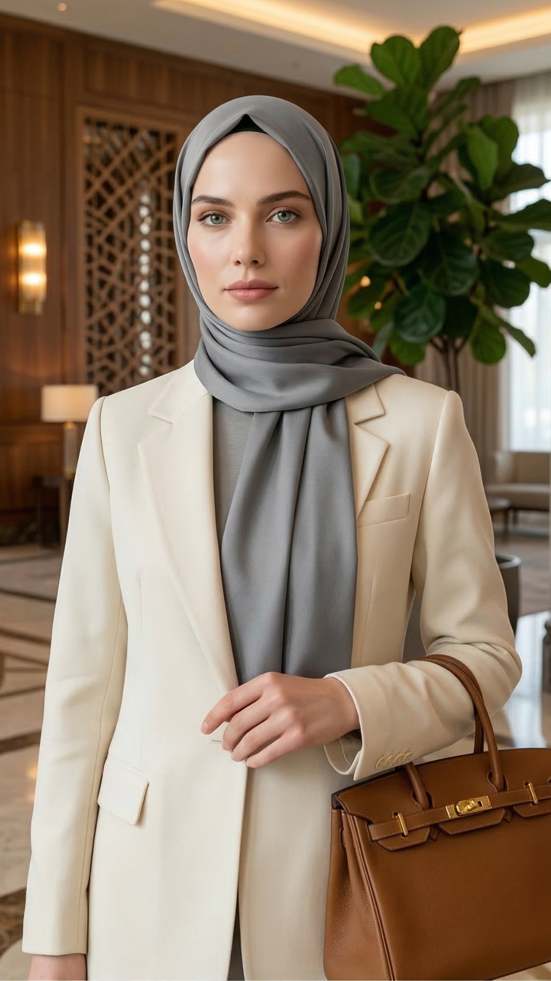 Abiye Saten Janjan Şal Gümüş omuzda dökümlü duruş