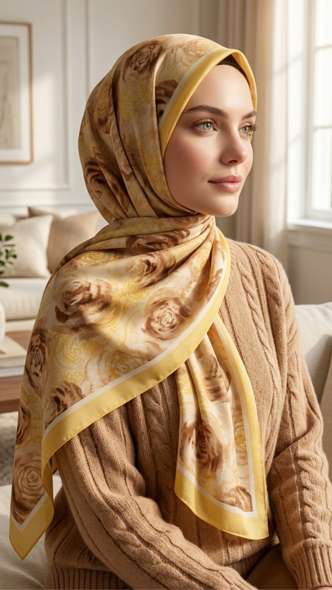 Tereyağ sarısı şal kolay şekil alan doku