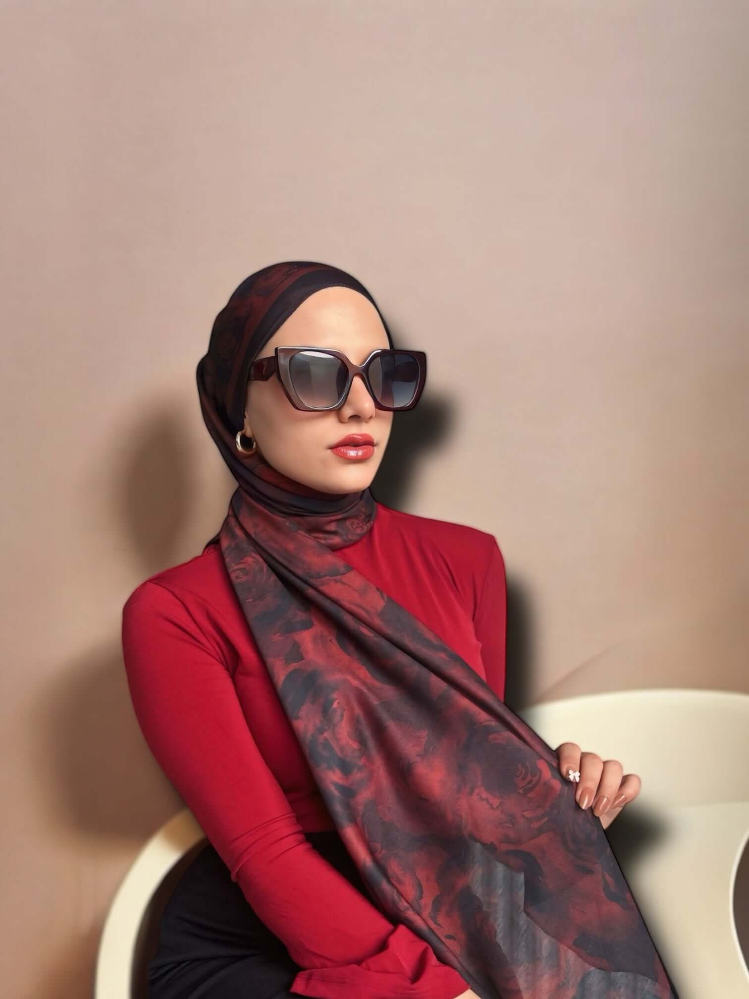 Rossa Desen Soft Şal - Bordo