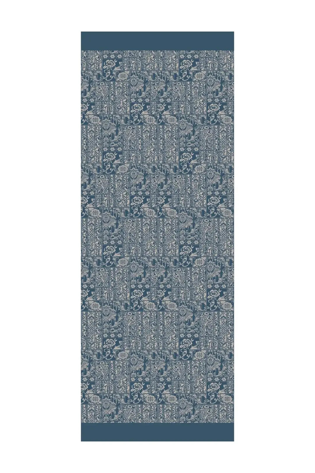 Henna Desen Çift Taraflı Şal Petrol Mavisi-Bej