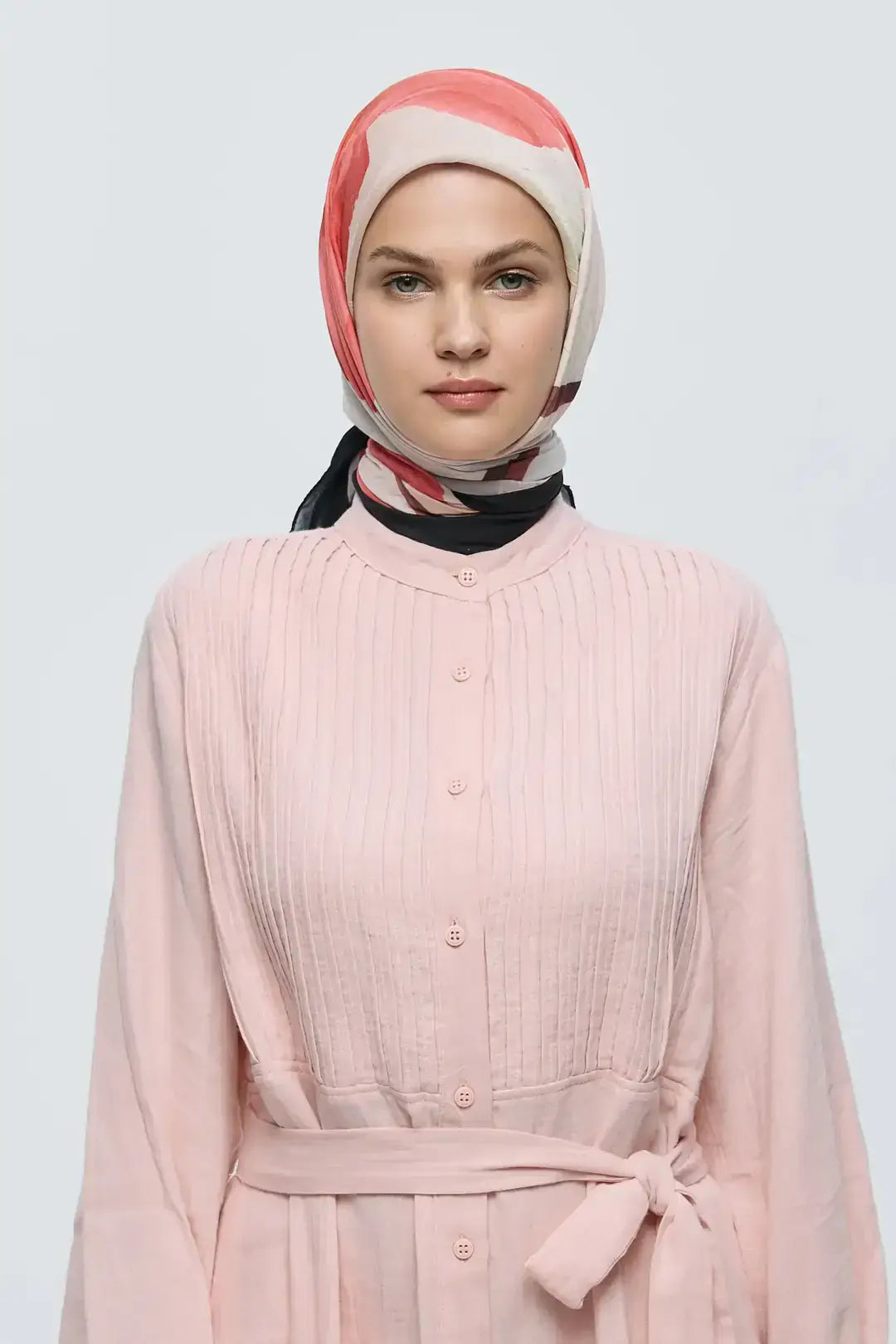 Bambu Eşarp Siyah Bej önden görünüm