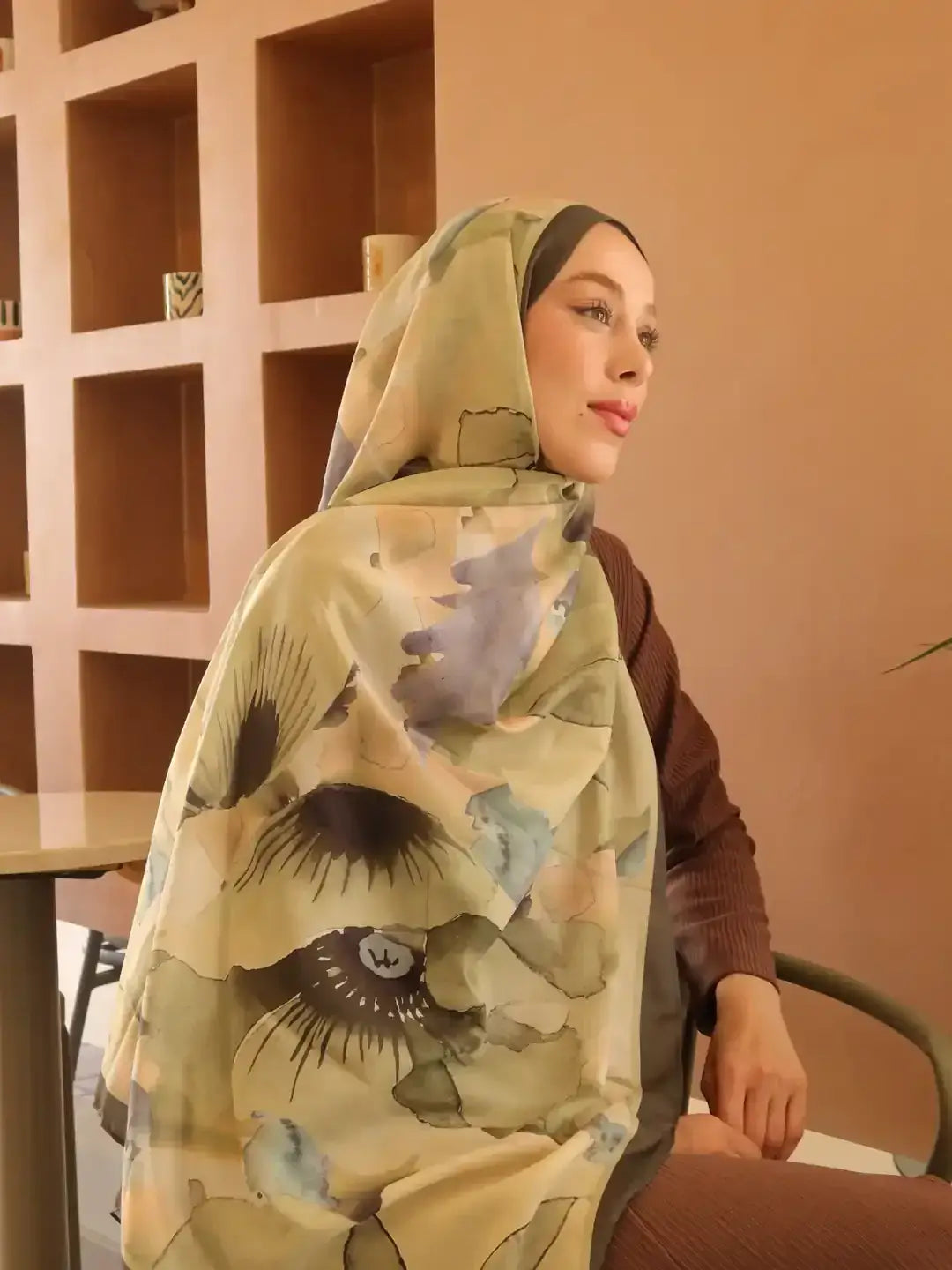 Pamuk Şal Haki pamuk kumaş dokusu yakın plan