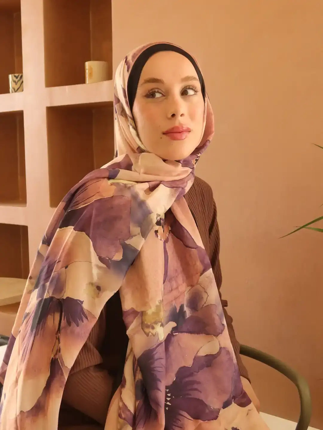 Pamuk Şal Siyah-Nude pamuk kumaş dokusu yakın plan