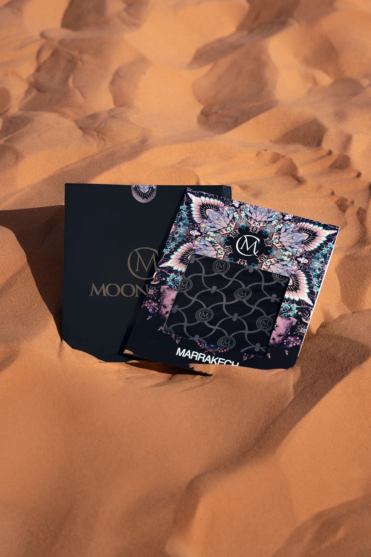 Marrakech Desen Çift Taraflı Şal Siyah-İndigo
