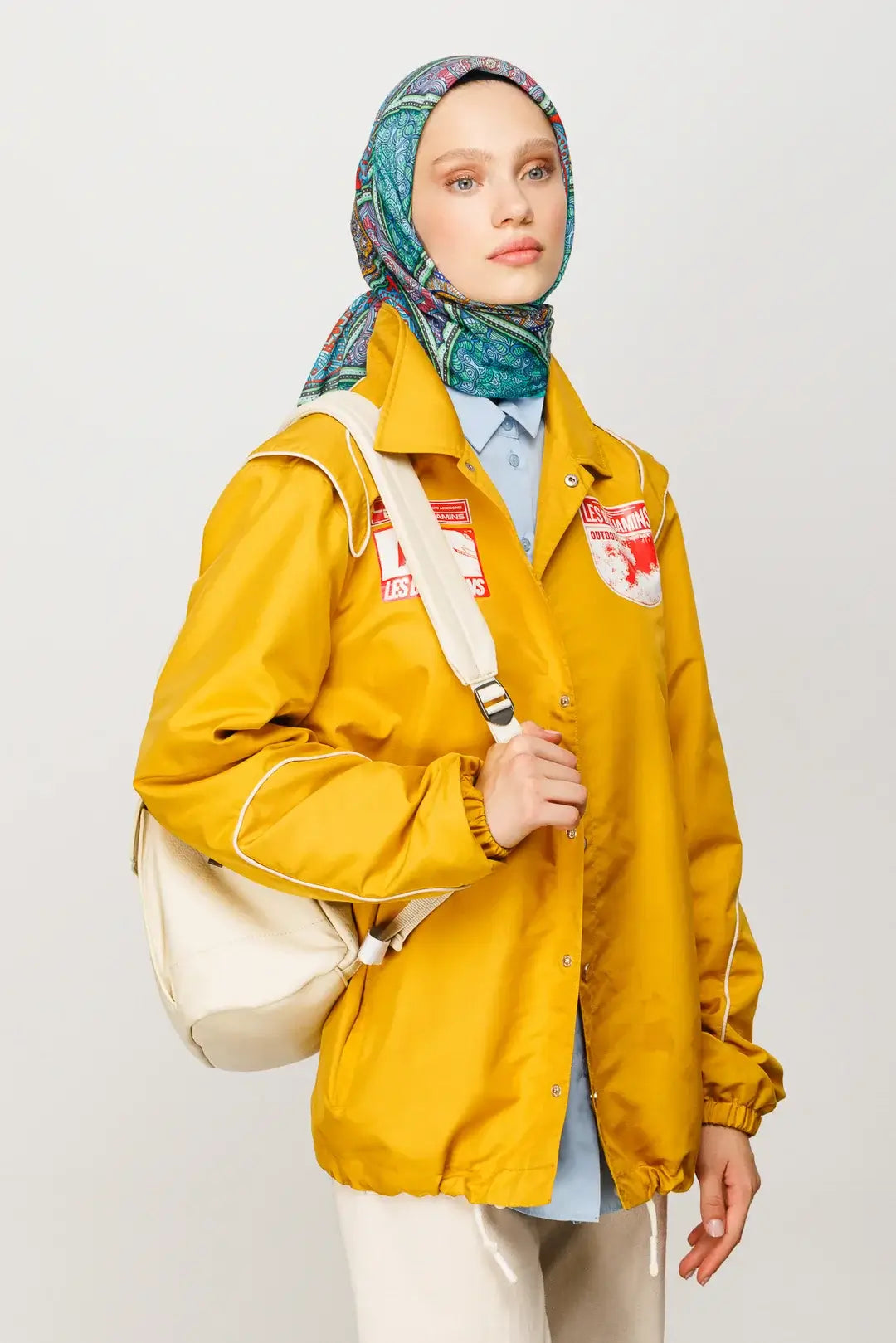 Mint Yeşili Etnik Desen Dijital Soft Eşarp
