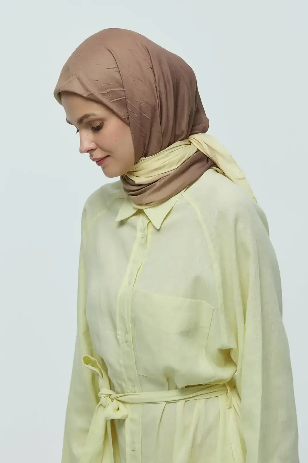 Mirora Desen Bambu Eşarp yakın plan bürümcük doku