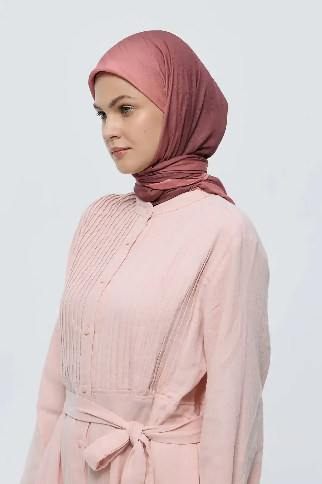 Mirora Desen Bambu Eşarp yakın plan bambu doku Gül Kurusu