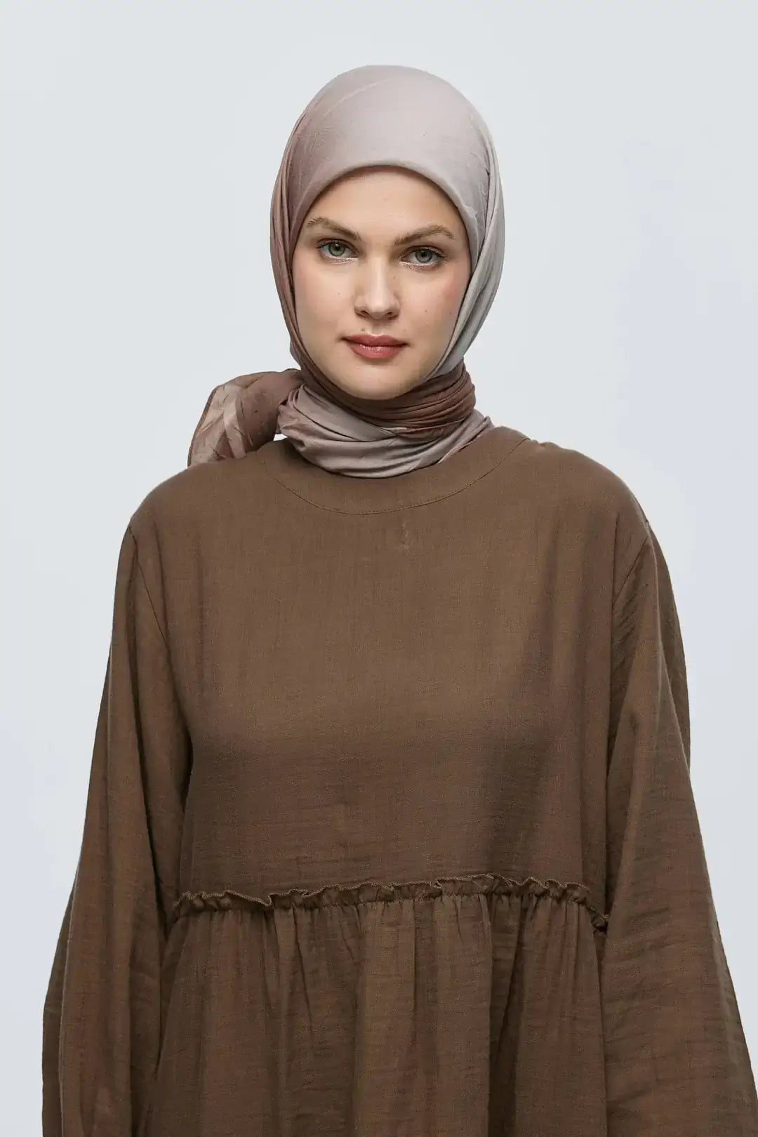 Bambu Eşarp Koyu Vizon önden görünüm