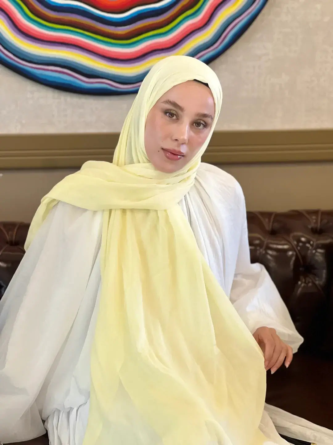 Aya Serisi Şal Tereyağı Sarısı ile doğal ve hafif doku