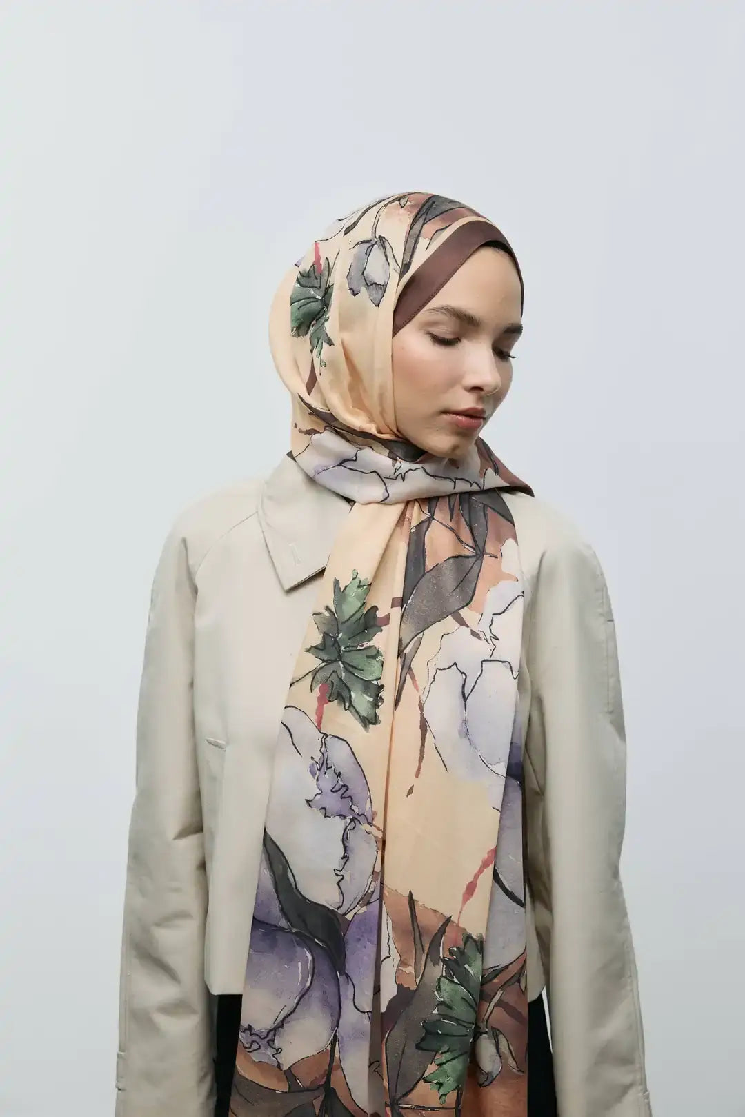 Pamuk Şal Acı Kahve yumuşak pamuk kumaş dokusu yakın plan