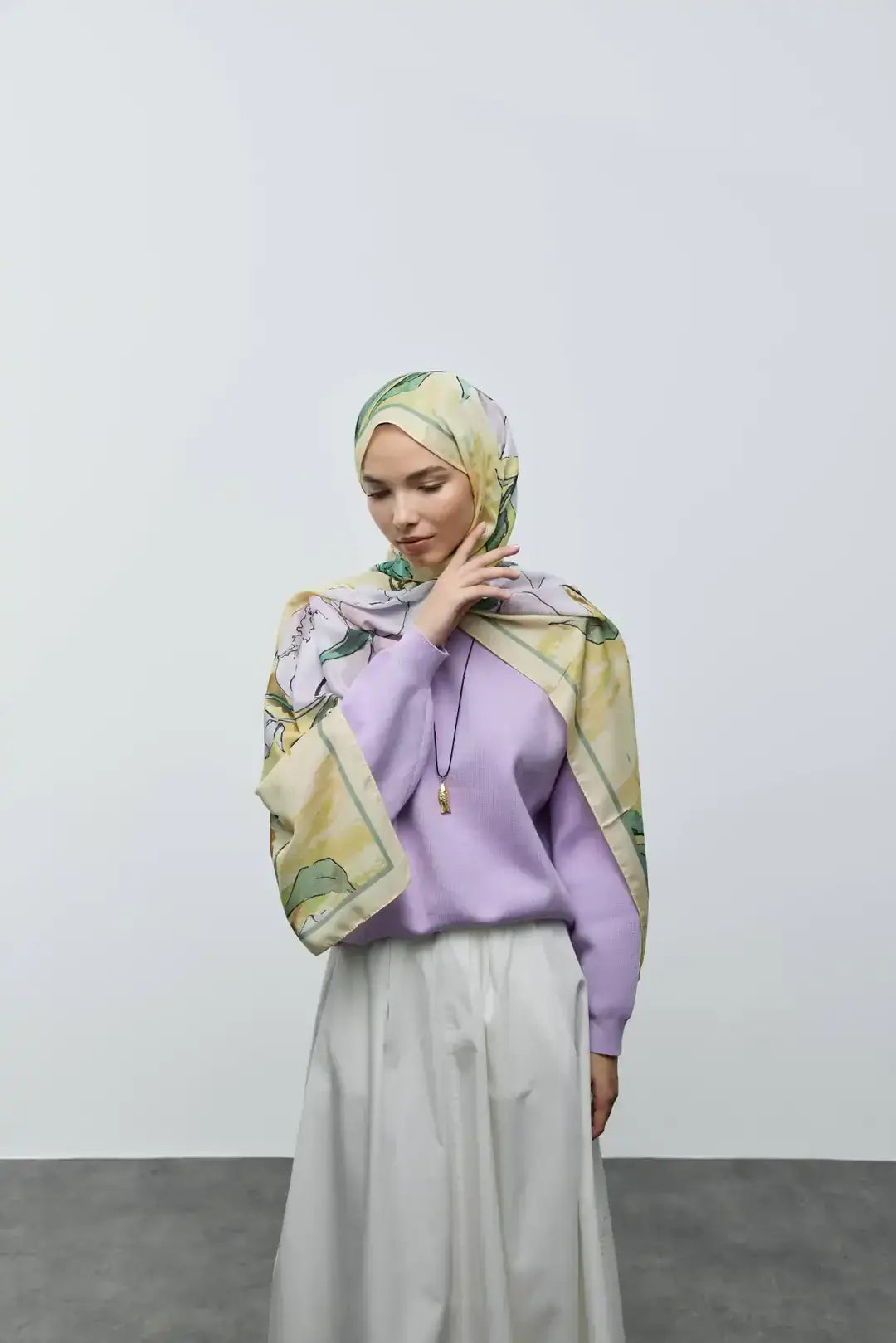 Pamuk Şal Butter Yellow pamuk kumaş dokusu yakın plan