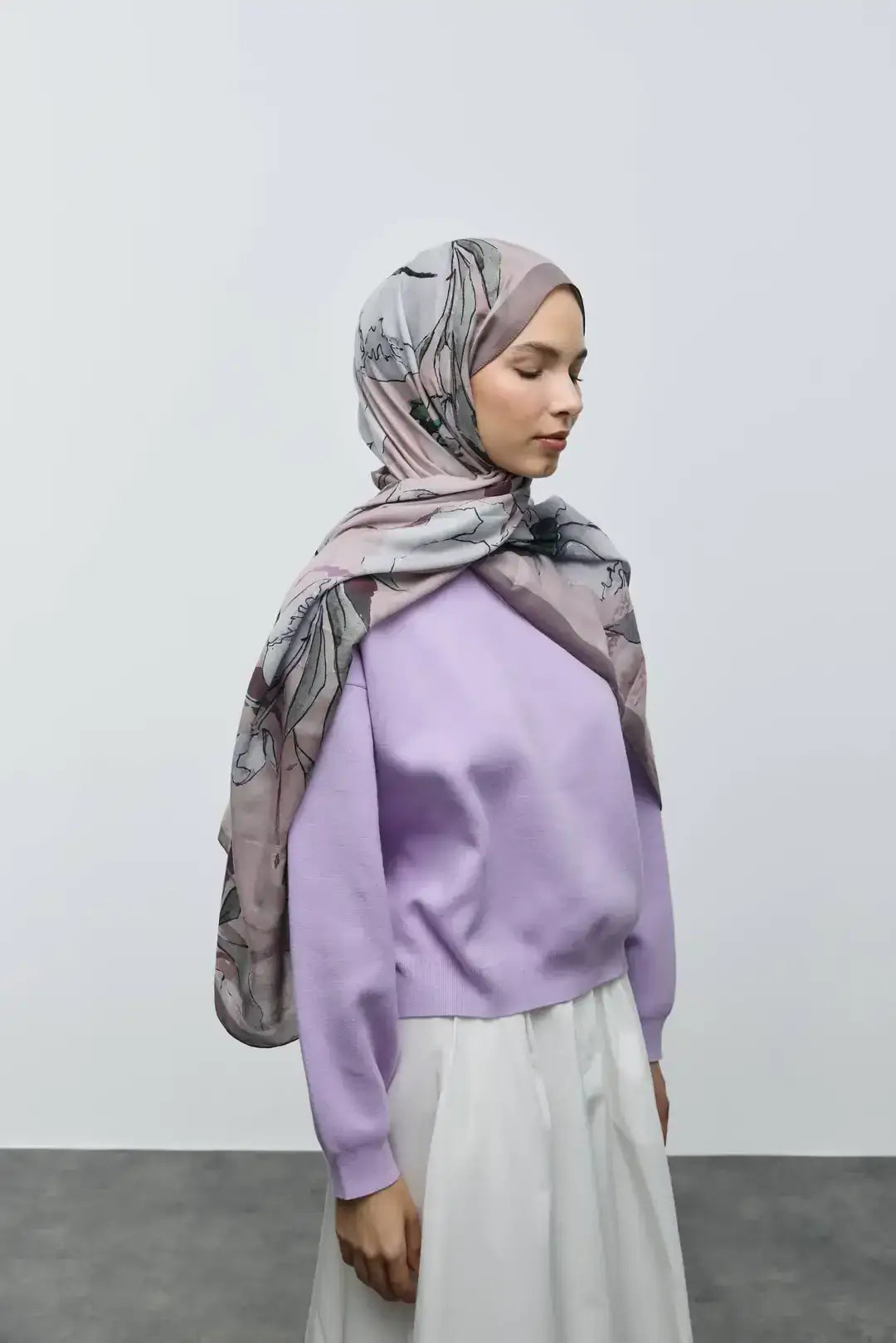 Pamuk Şal Nileya Desen Tozlu Kahve önden görünüm soft dokuda