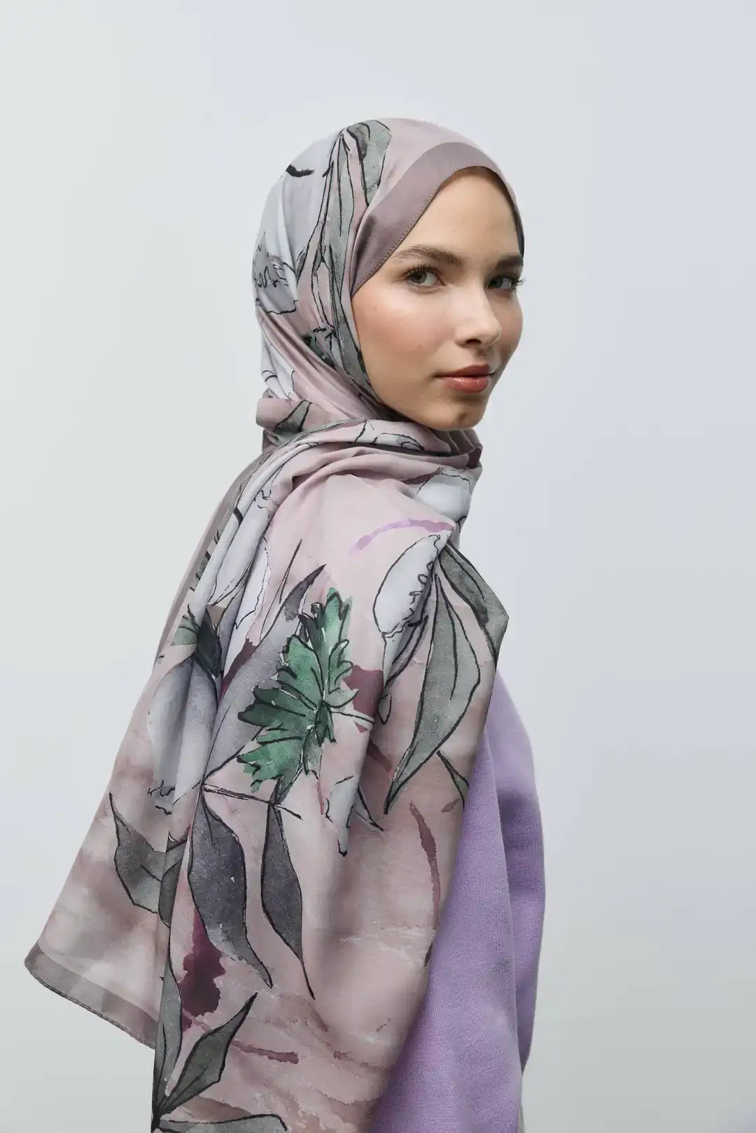 Pamuk Şal Tozlu Kahve pamuk kumaş dokusu yakın plan