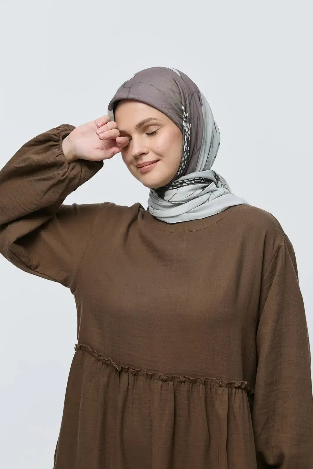 Bambu Eşarp Şakayık Desen yakın plan bambu doku Antik Bej