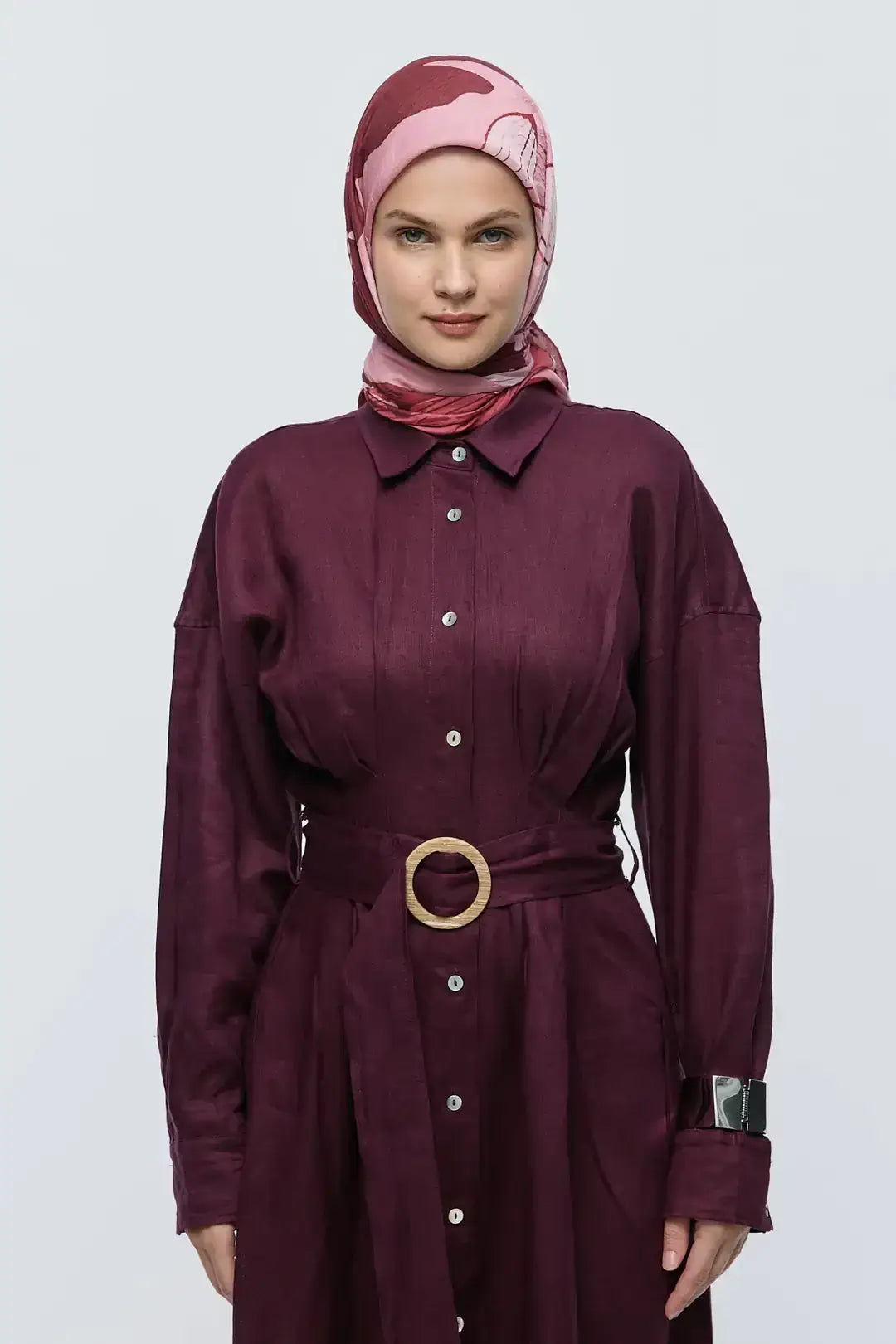 Bambu Eşarp Bordo önden görünüm