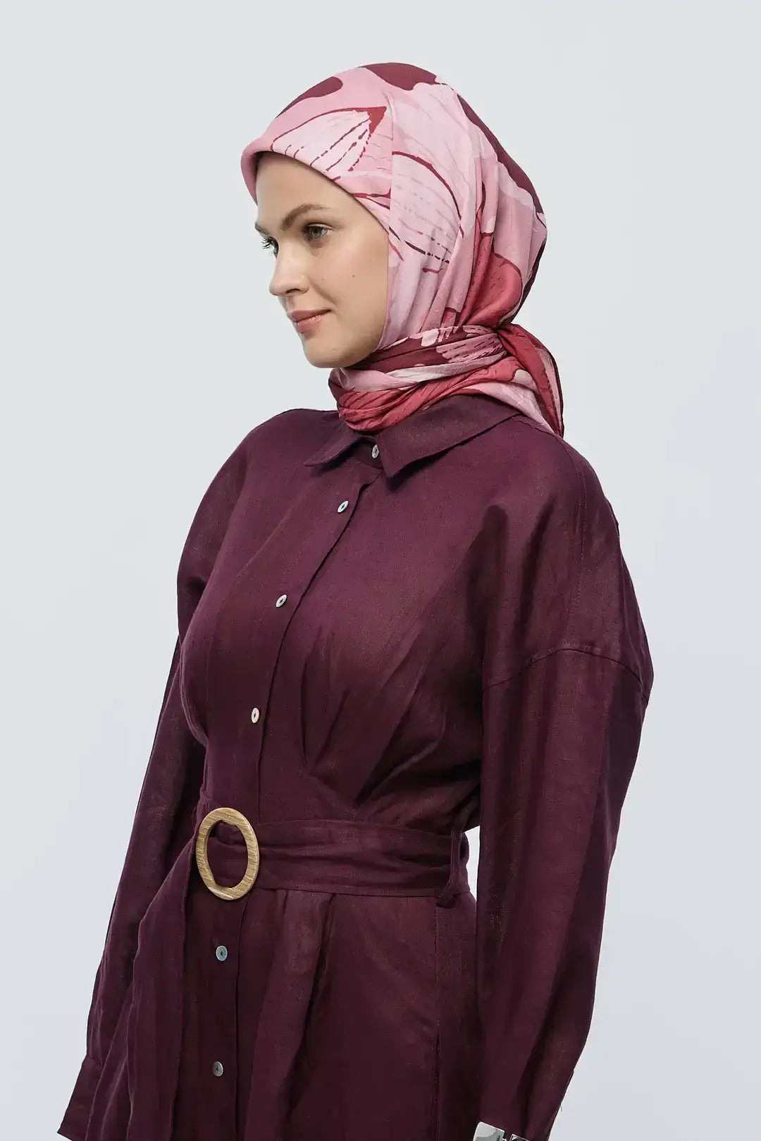 Bambu Eşarp Şakayık Desen yakın plan bambu doku Bordo