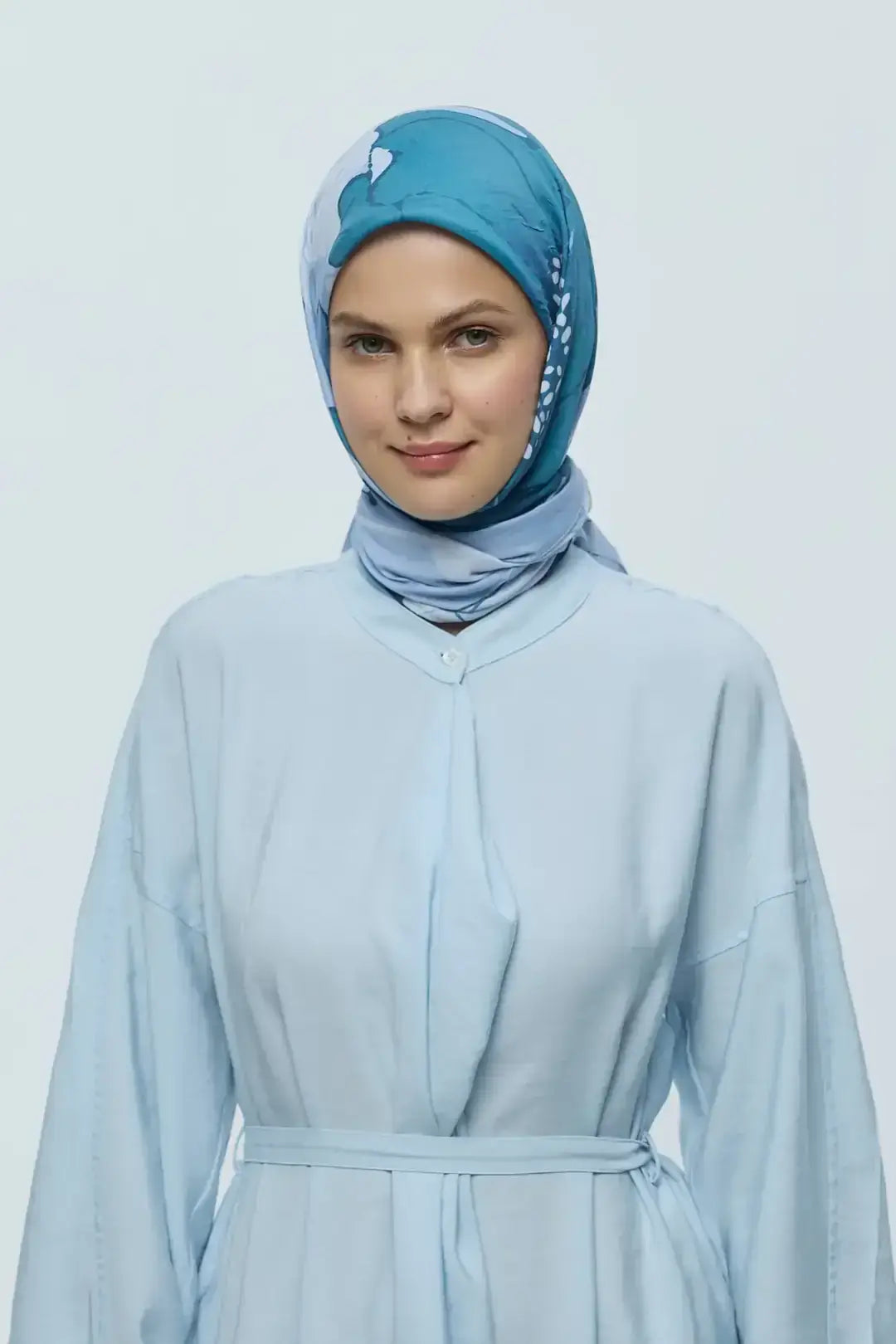 Bambu Eşarp Buz Mavisi önden görünüm