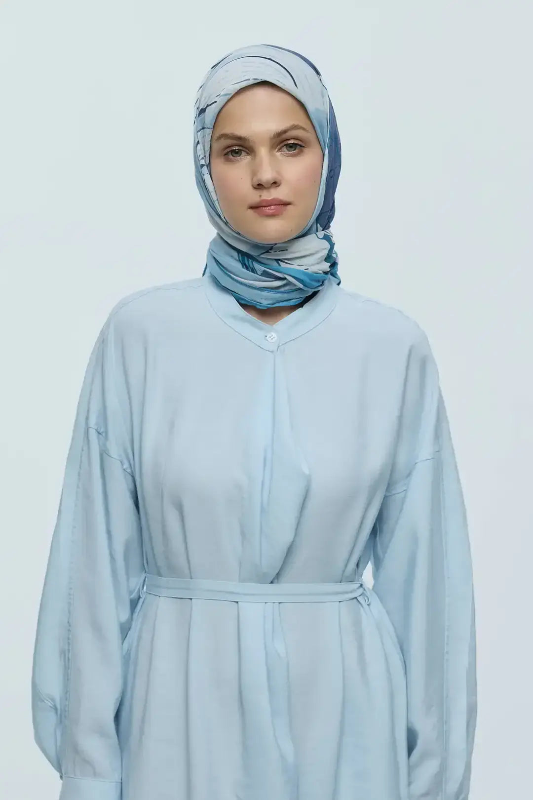 Bambu Eşarp Şakayık Desen yakın plan bambu doku Mavi Gri