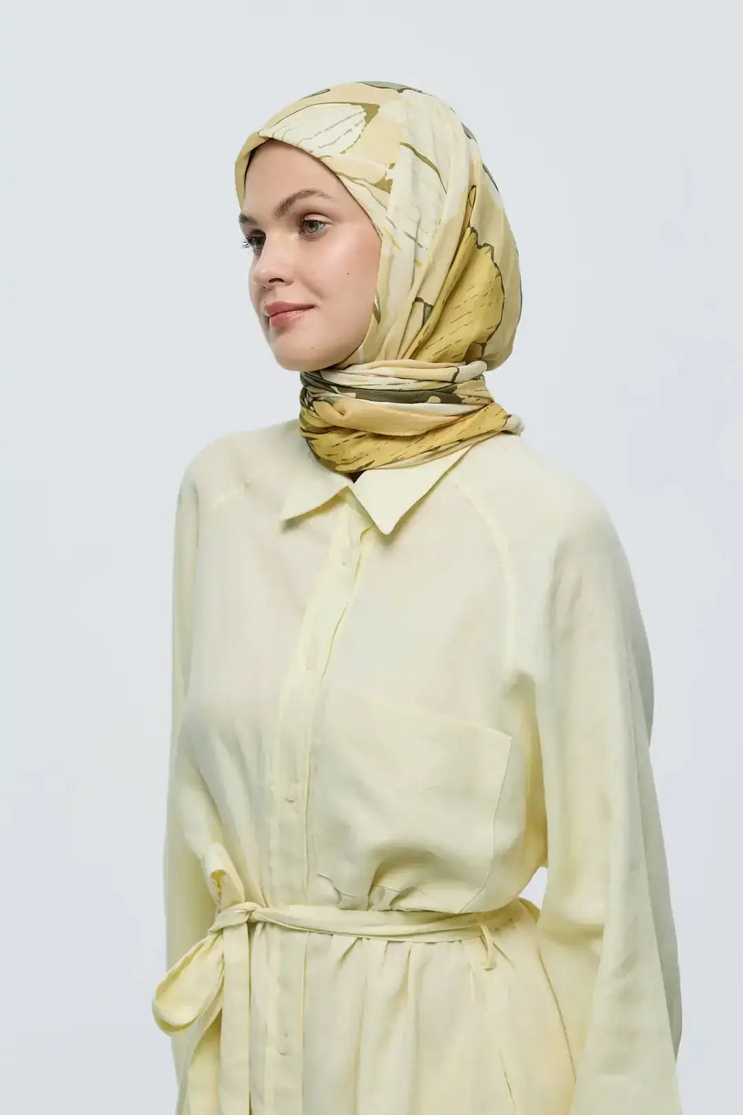 Bambu Eşarp Şakayık Desen yakın plan bambu doku Safran