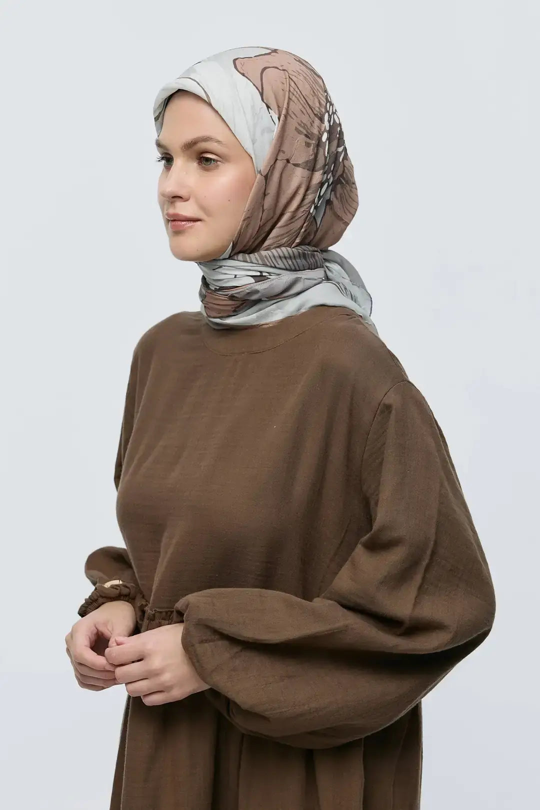 Bambu Eşarp Şakayık Desen yakın plan bambu doku Taş Vizon