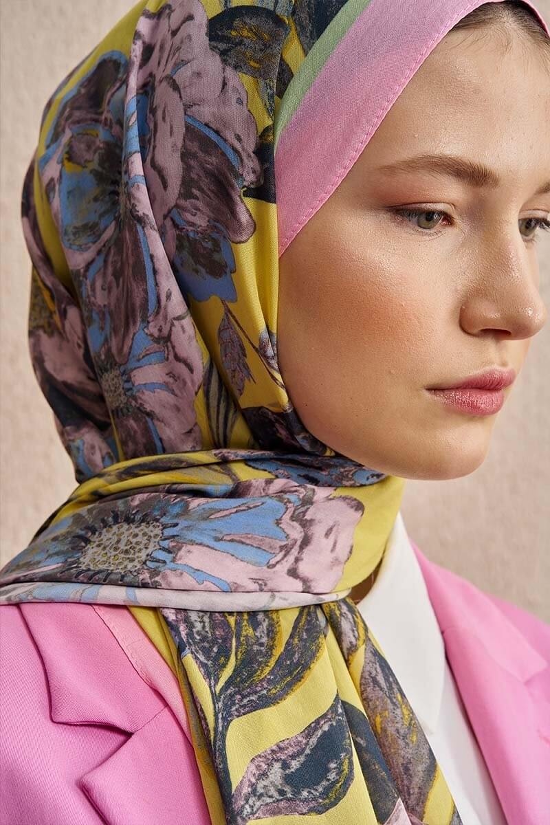 Celebrity Carmina Şal Sarı modern tasarımlı şal modeli