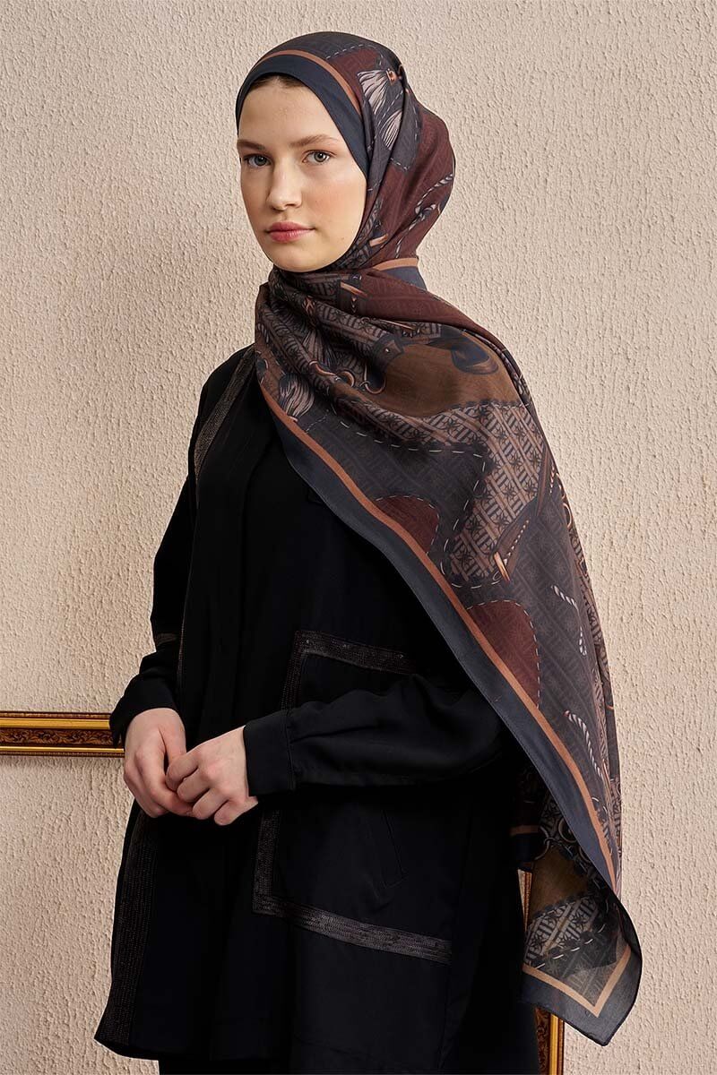 Celebrity Karte Şal Acı Kahve zarif şal görseli