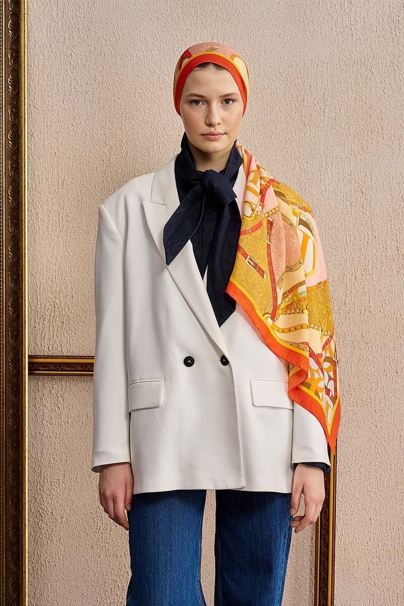 Celebrity Pietra Şal Turuncu modern tasarımlı şal modeli