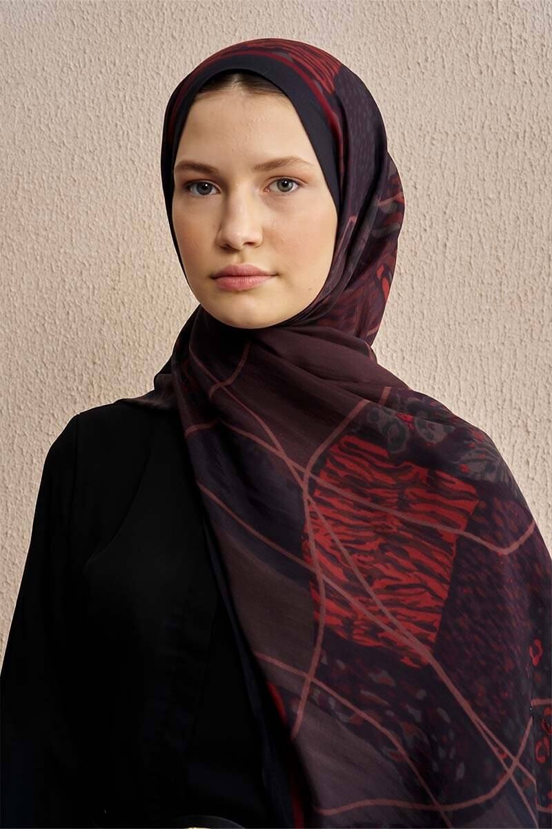 Celebrity Sable Şal - Bordo / Siyah