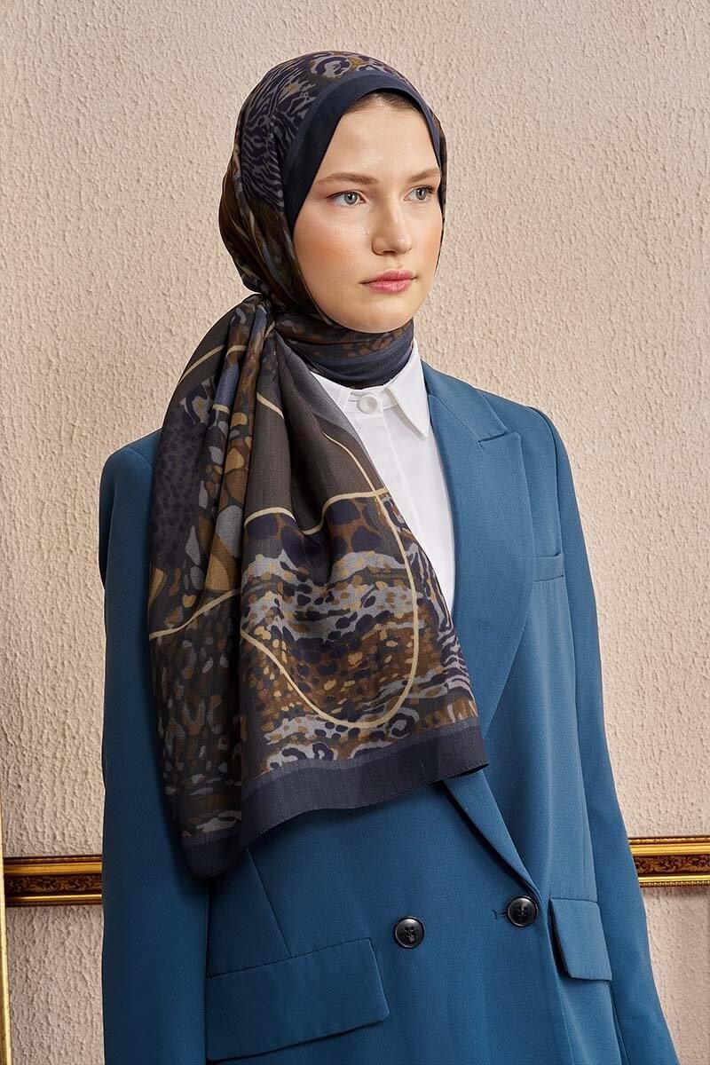 Celebrity Sable Şal Lacivert koyu tonlarda kadın şal
