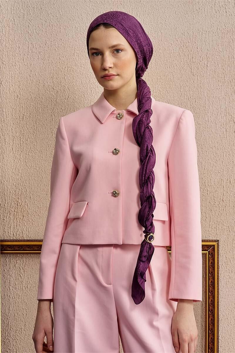 Çift Taraflı Etnik Desen Şal Mor günlük kombin için şık şal