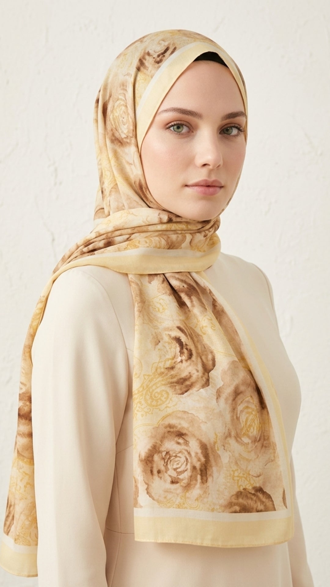 Rossa Desen Soft Şal Tereyağ Sarısı önden görünüm