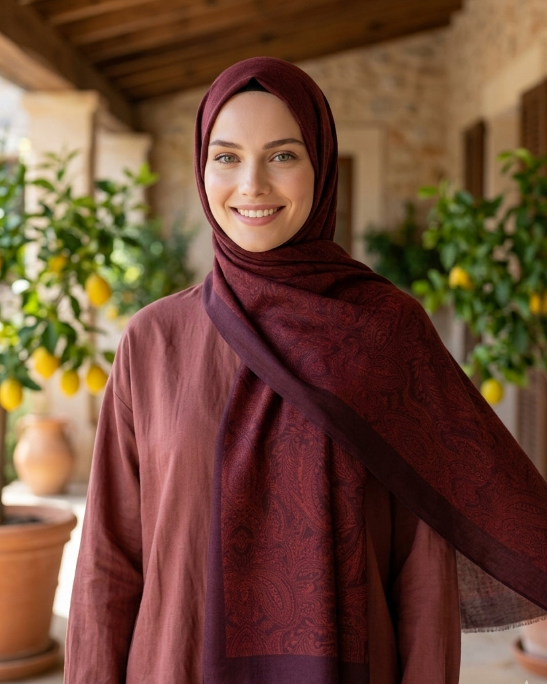 Heritage Saye Şal - Bordo