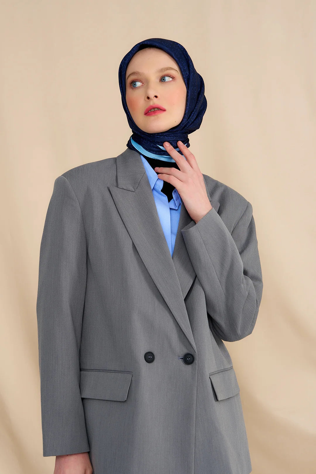 MK Pamuk Eşarp - Lacivert