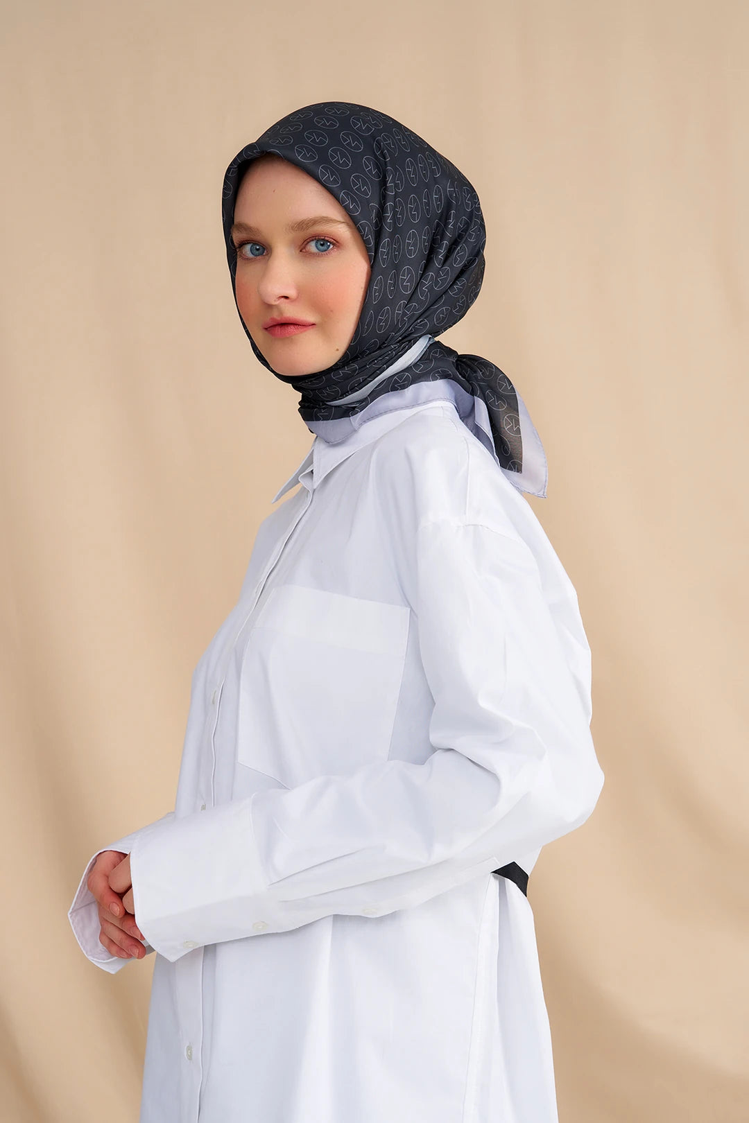 MK Pamuk Eşarp - Siyah - Gri