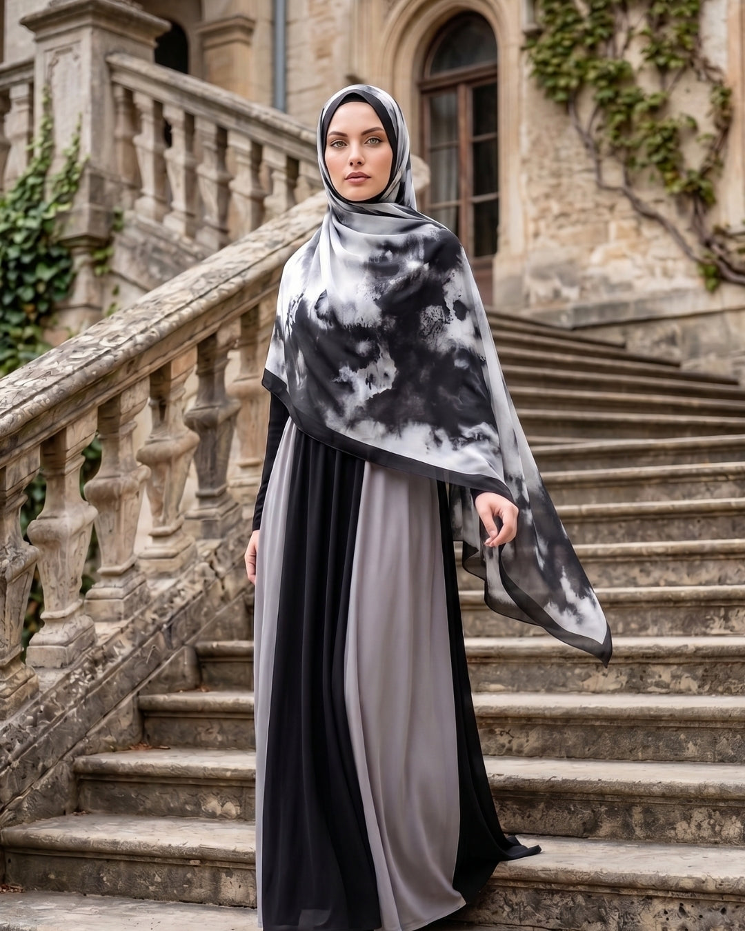 Batik Desenli Pamuk Soft Şal Siyah Batik önden görünüm