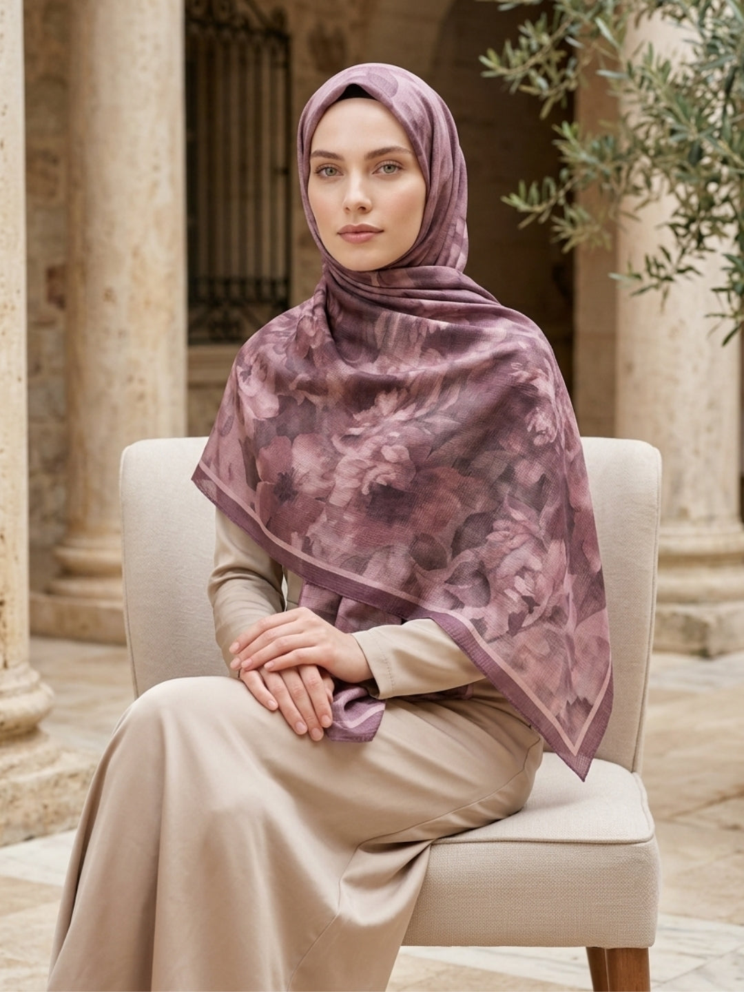 Frosted Bloom Müslin Şal Koyu Pembe - Canlı ve Doğal Stil